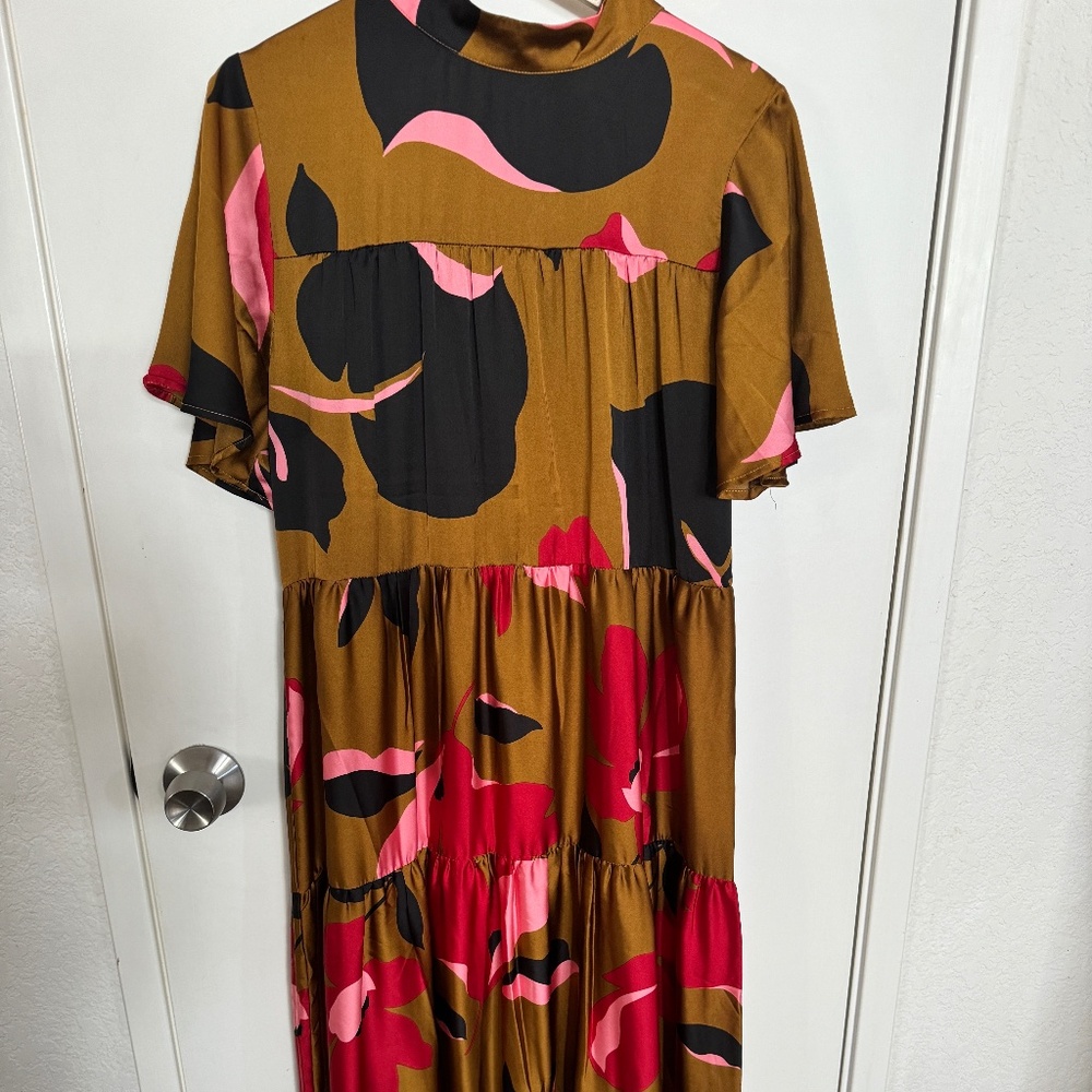 NWT Caralyn Calter Silk Maxi Dress (Anthropologie) sz L